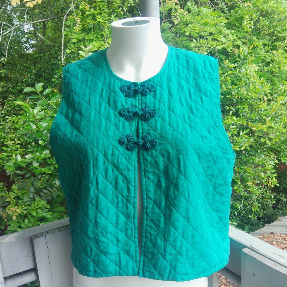 Vintage 90s Silk Quilted Boho Cropped Vest Top